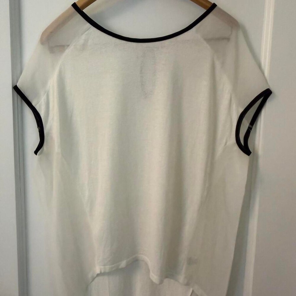 White Warehouse blouse with black trim, size UK 10 #workwear #professional
